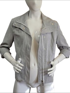 erin london Black and White Striped Utility Jacket